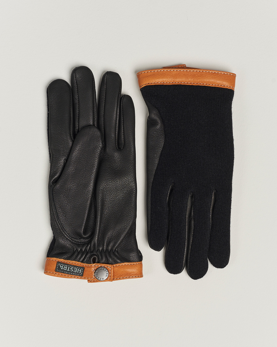 Men | Gloves | Hestra | Deerskin Wool Tricot Glove Black/Black