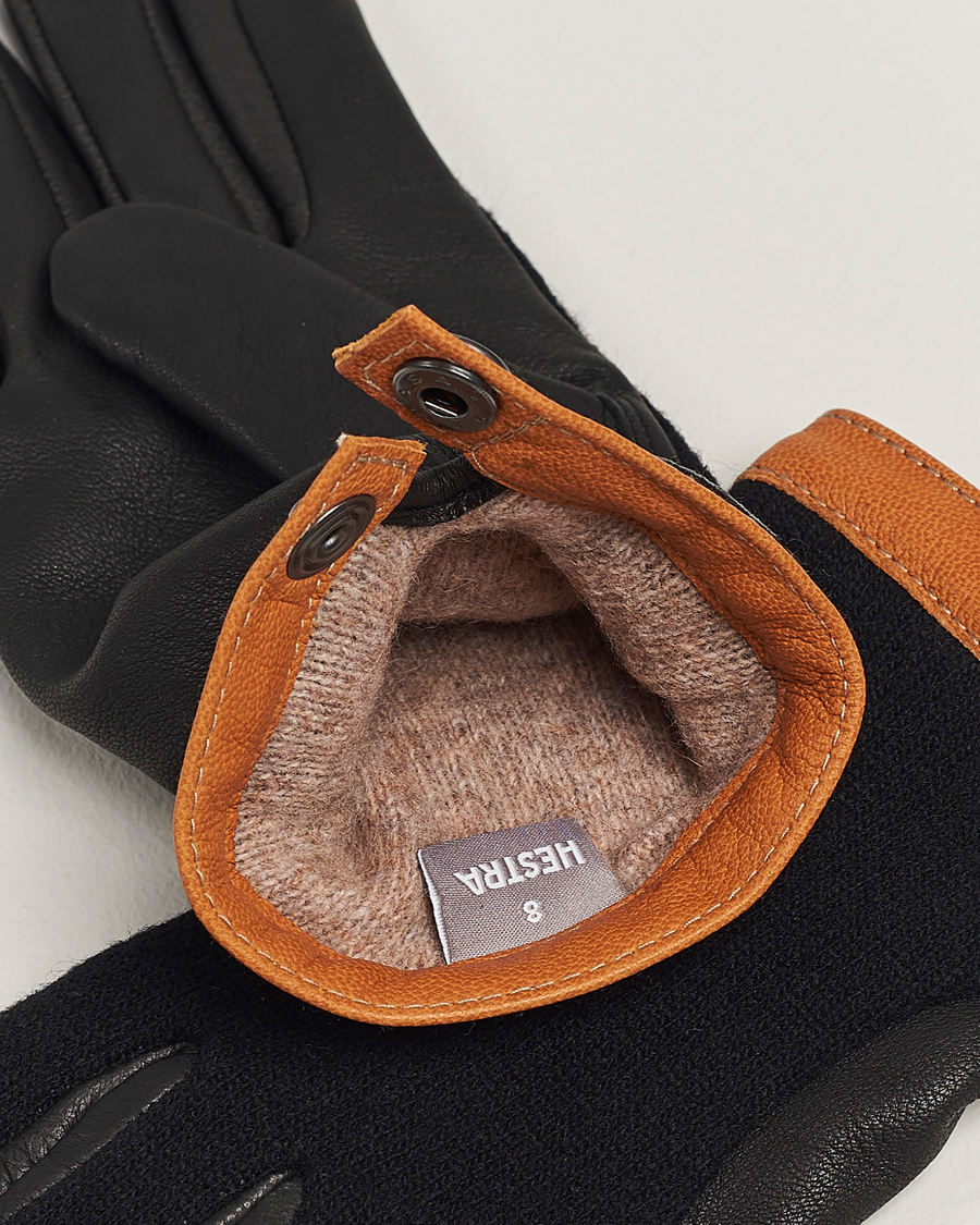 Men | Gloves | Hestra | Deerskin Wool Tricot Glove Black/Black