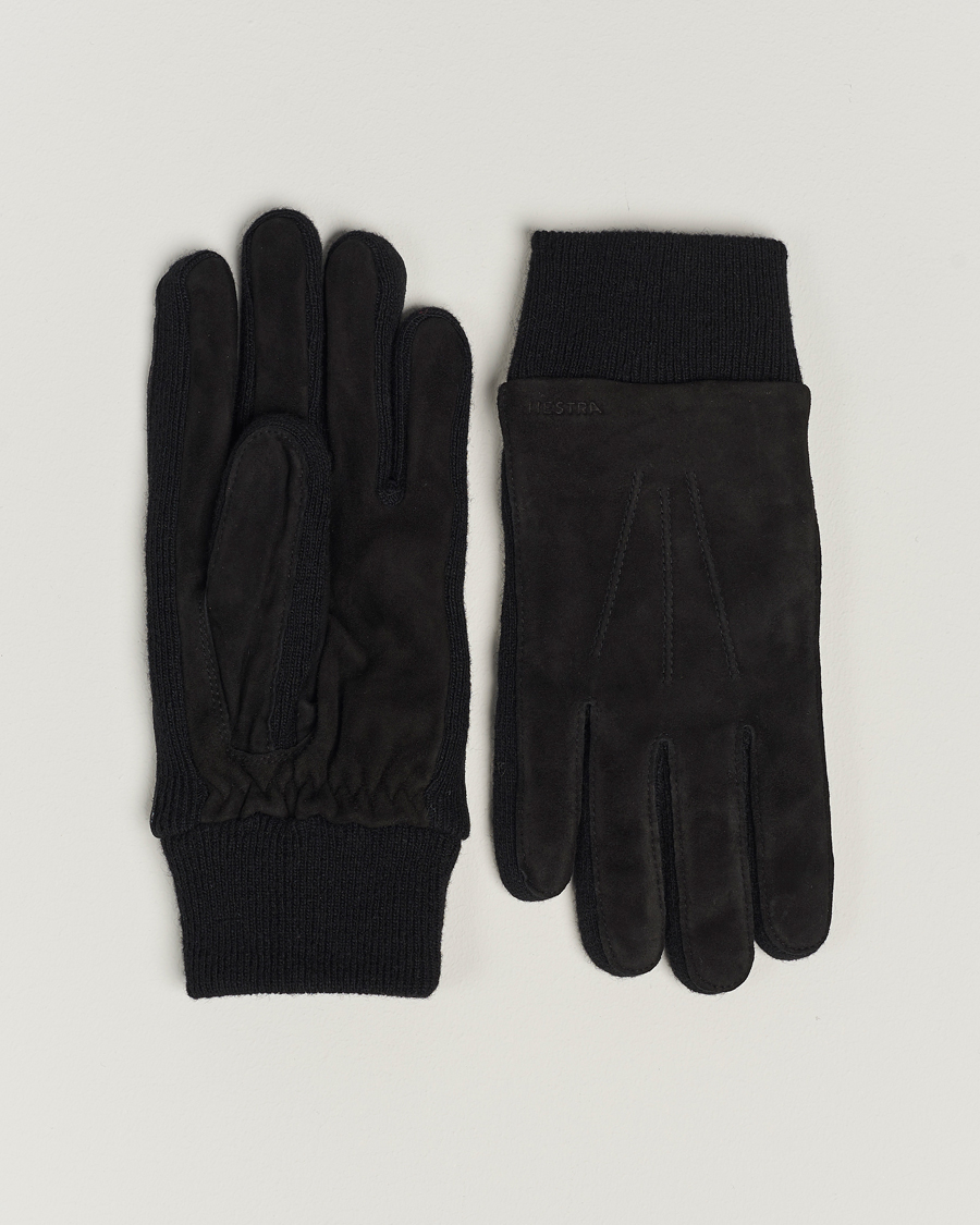 Men | Gloves | Hestra | Geoffery Suede Wool Tricot Glove Black