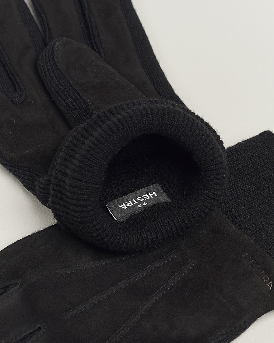 Men |  | Hestra | Geoffery Suede Wool Tricot Glove Black