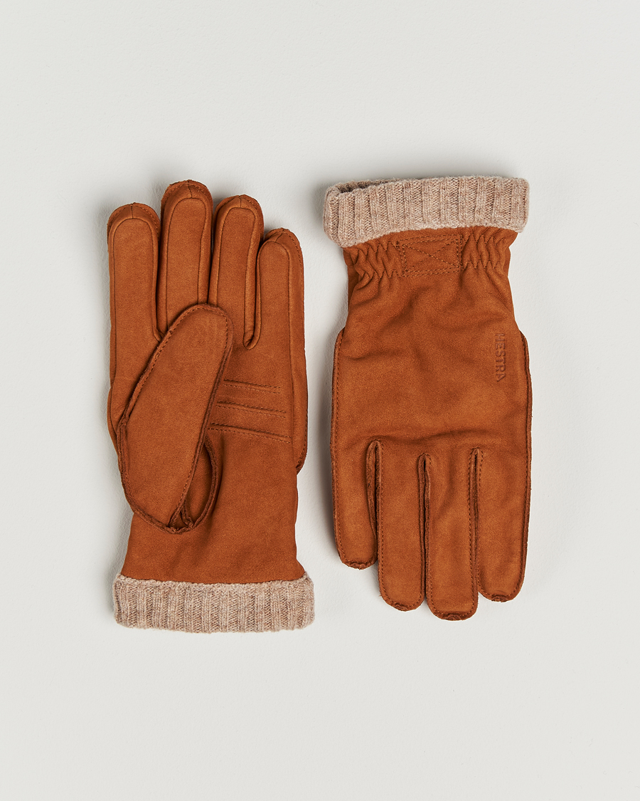 Men |  | Hestra | Joar Primaloft Lined Nubuck Glove Cognac