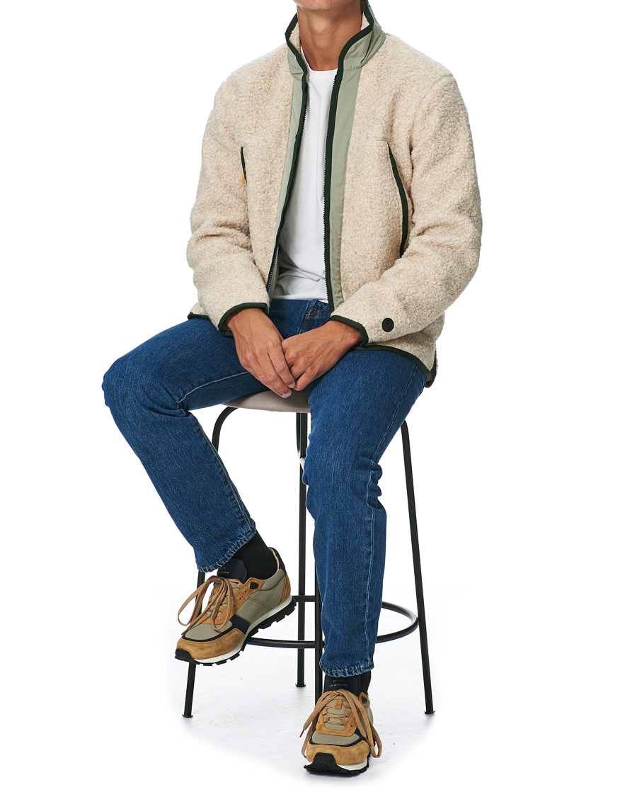 Men | Sweaters & Knitwear | Orlebar Brown | Baird Fleece Full Zip Dune/Artichoke