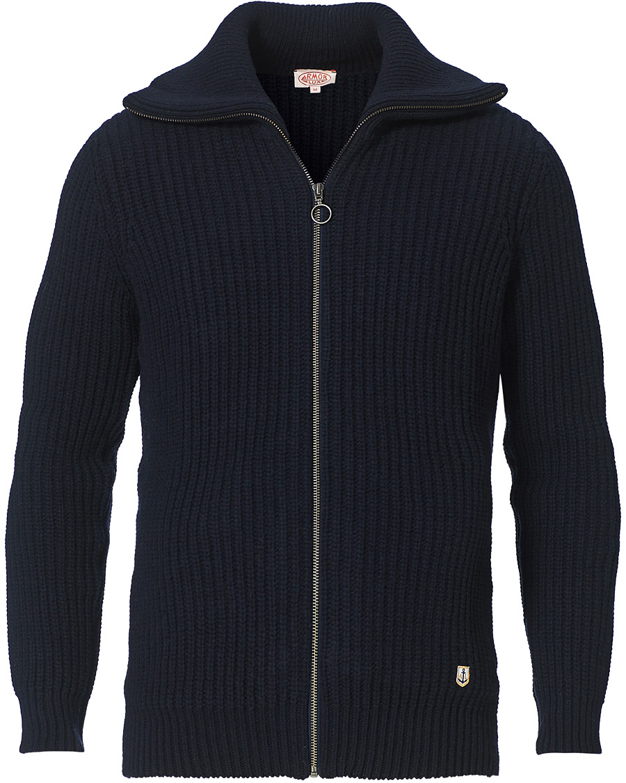 Men | Sweaters & Knitwear | Armor-lux | Ribbed Zip Sweater Navy