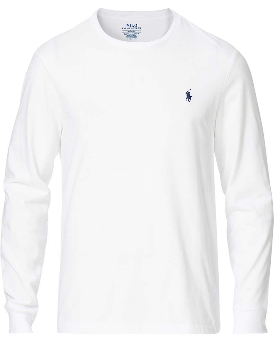 Men | Long Sleeve T-shirts | Polo Ralph Lauren | Custom Slim Fit Long Sleeve Tee White