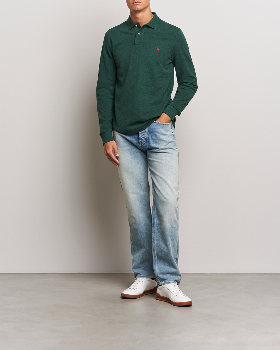 Men | Sweaters & Knitwear | Polo Ralph Lauren | Custom Slim Fit Long Sleeve Polo Scotch Pine Heather