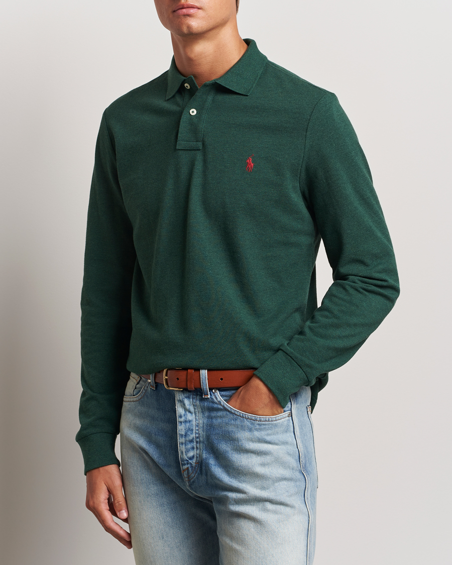 Men | Sweaters & Knitwear | Polo Ralph Lauren | Custom Slim Fit Long Sleeve Polo Scotch Pine Heather
