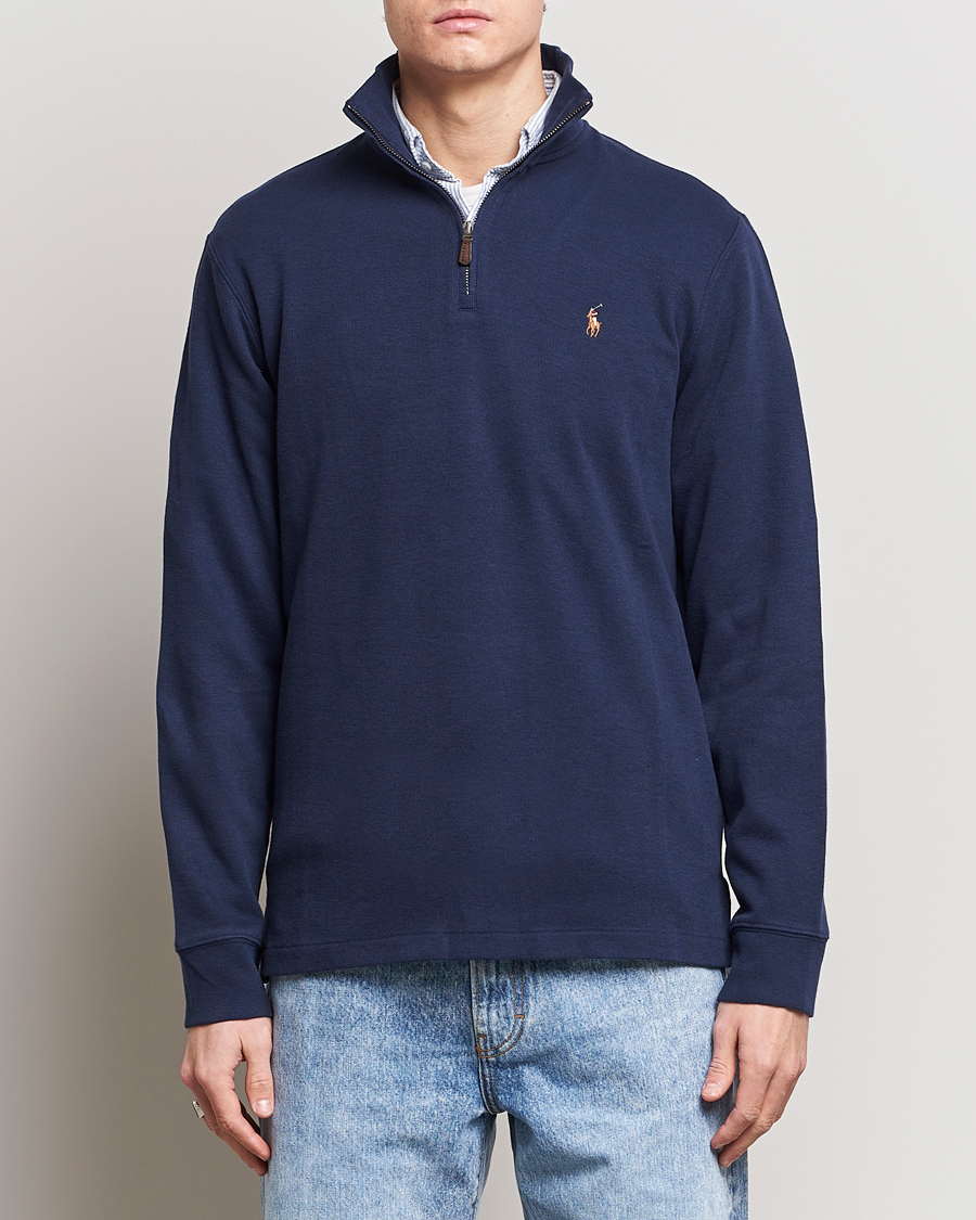 Men |  | Polo Ralph Lauren | Double Knit Jaquard Half Zip Sweater Cruise Navy