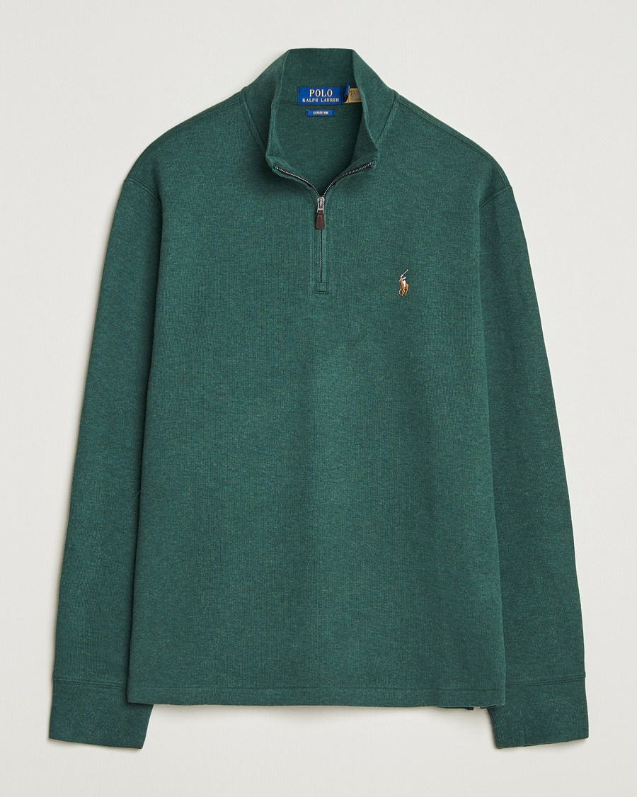 Men | Sweaters & Knitwear | Polo Ralph Lauren | Double Knit Jaquard Half Zip Sweater Pine Heather