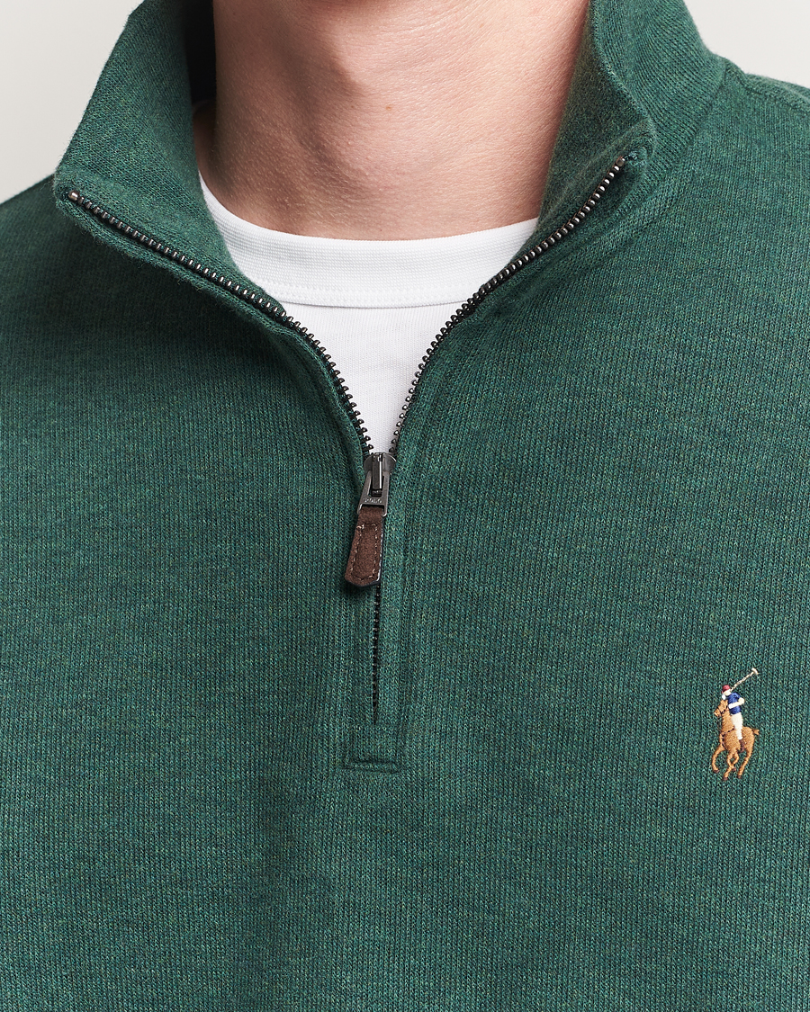 Men | Sweaters & Knitwear | Polo Ralph Lauren | Double Knit Jaquard Half Zip Sweater Pine Heather
