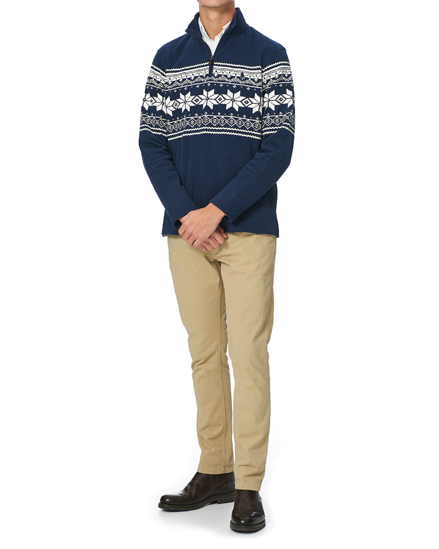 Men | Sweaters & Knitwear | Polo Ralph Lauren | Winter Double Knit Half Zip Sweater Blue Heather