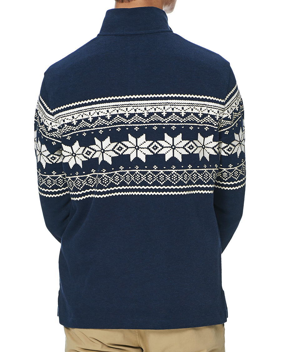 Men | Sweaters & Knitwear | Polo Ralph Lauren | Winter Double Knit Half Zip Sweater Blue Heather