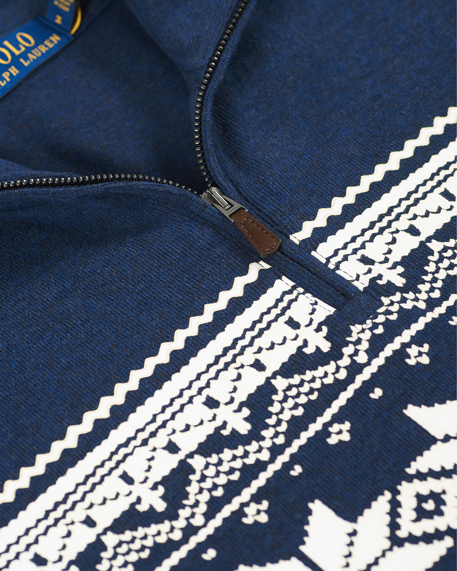 Men | Sweaters & Knitwear | Polo Ralph Lauren | Winter Double Knit Half Zip Sweater Blue Heather