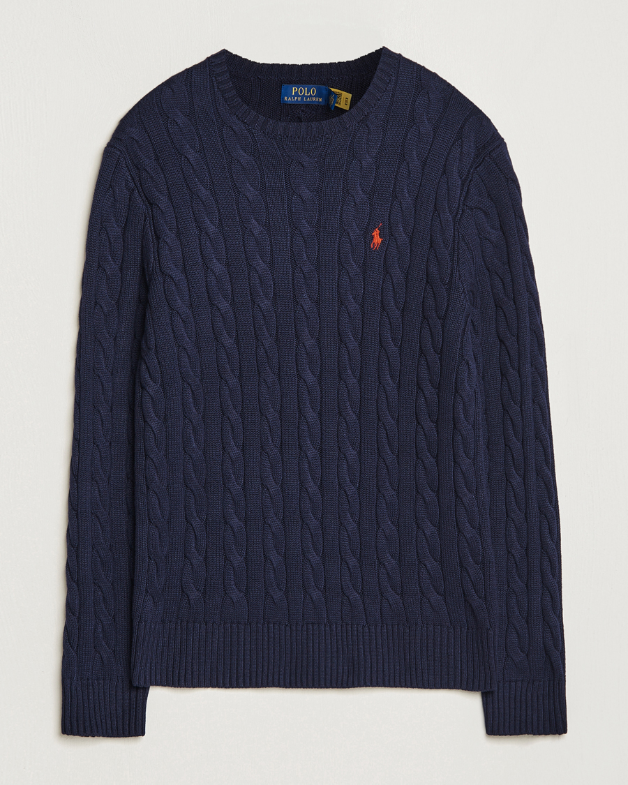 Men | Sweaters & Knitwear | Polo Ralph Lauren | Cotton Cable Pullover Hunter Navy