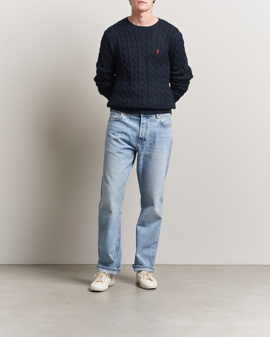Men | Sweaters & Knitwear | Polo Ralph Lauren | Cotton Cable Pullover Hunter Navy