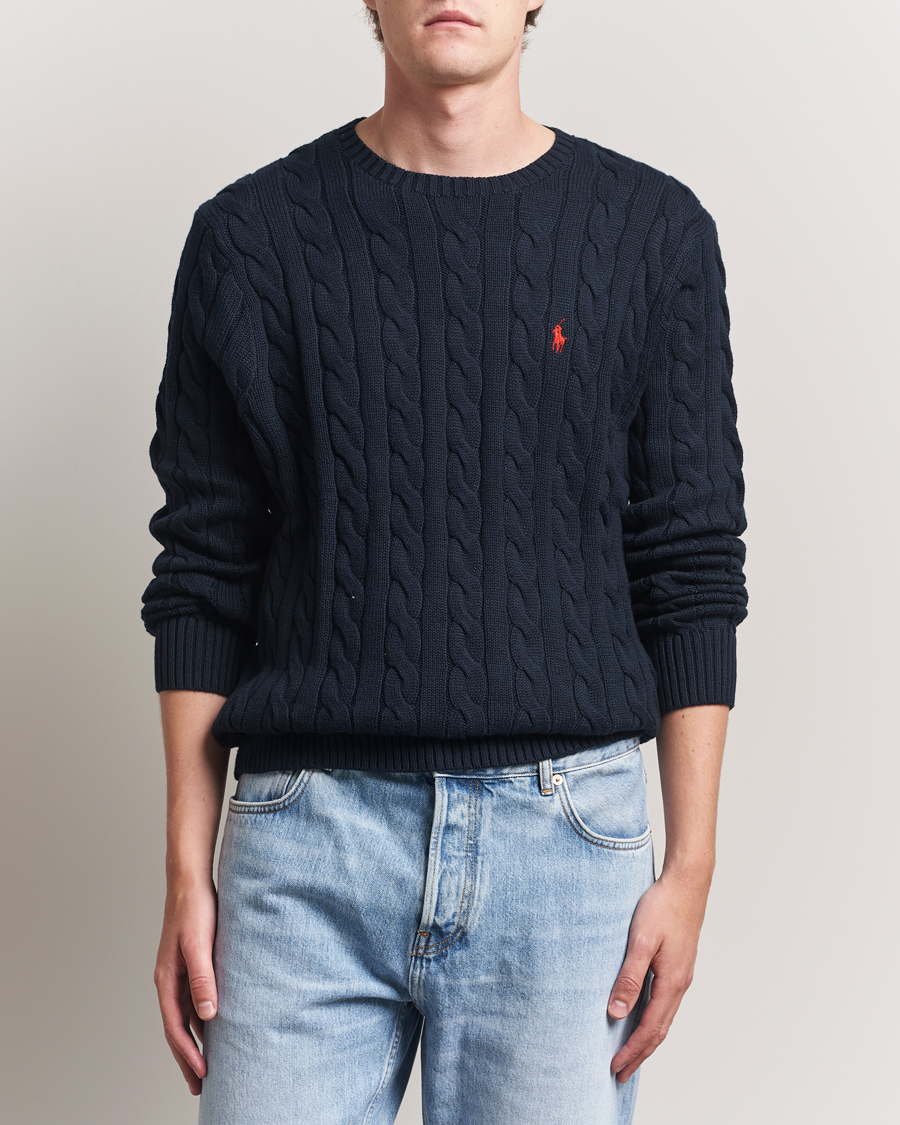 Men | Sweaters & Knitwear | Polo Ralph Lauren | Cotton Cable Pullover Hunter Navy