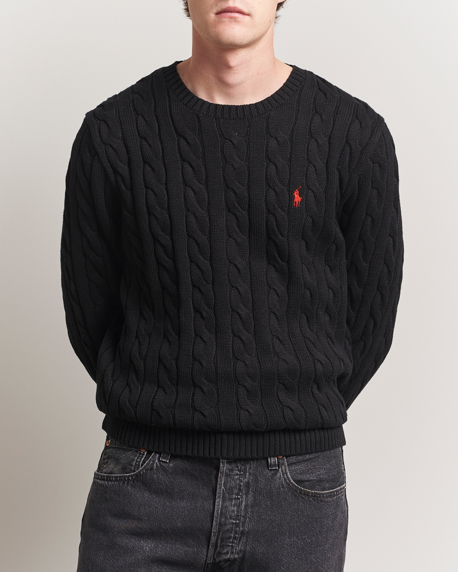 Men | Sweaters & Knitwear | Polo Ralph Lauren | Cotton Cable Pullover Polo Black