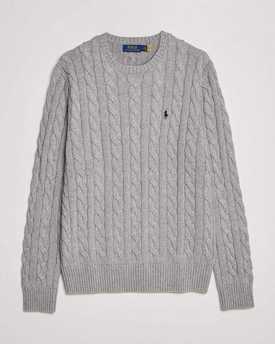 Men | Sweaters & Knitwear | Polo Ralph Lauren | Cotton Cable Pullover Fawn Grey Heather