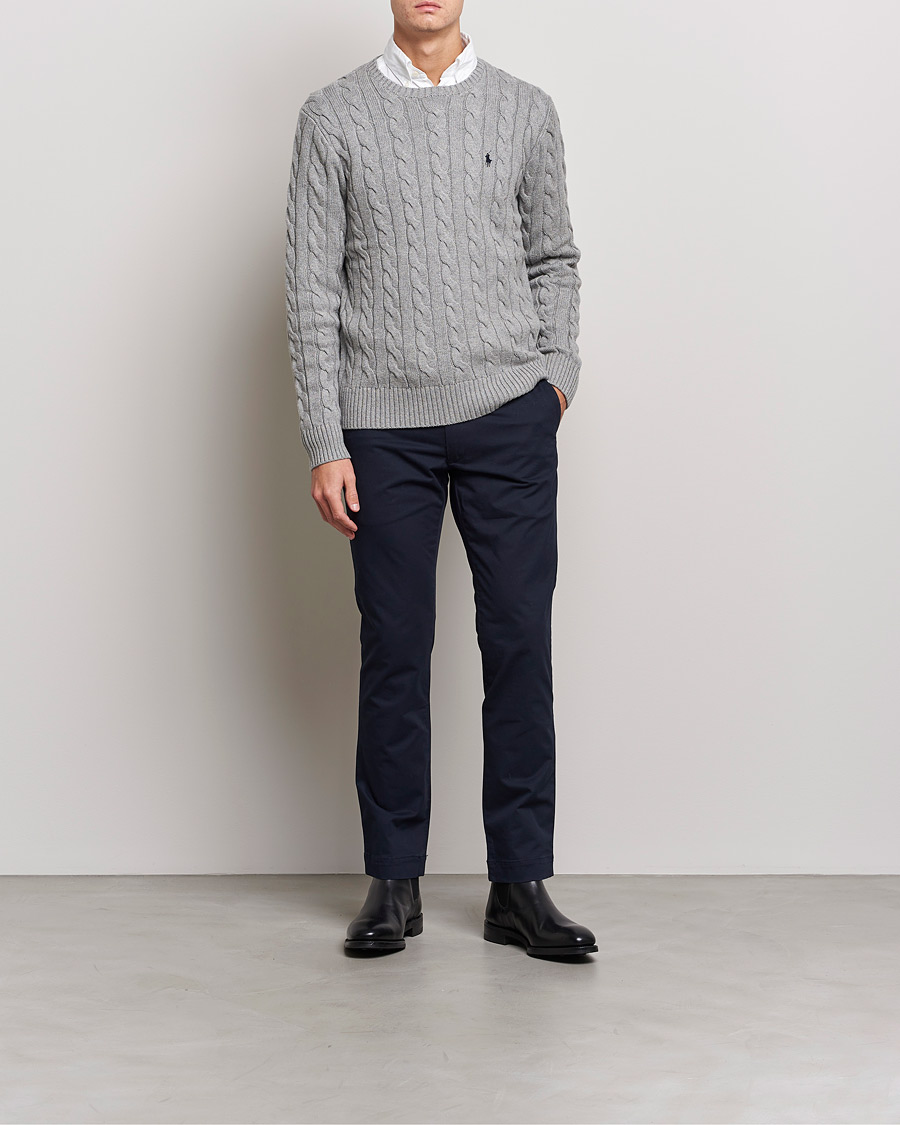 Men | Sweaters & Knitwear | Polo Ralph Lauren | Cotton Cable Pullover Fawn Grey Heather