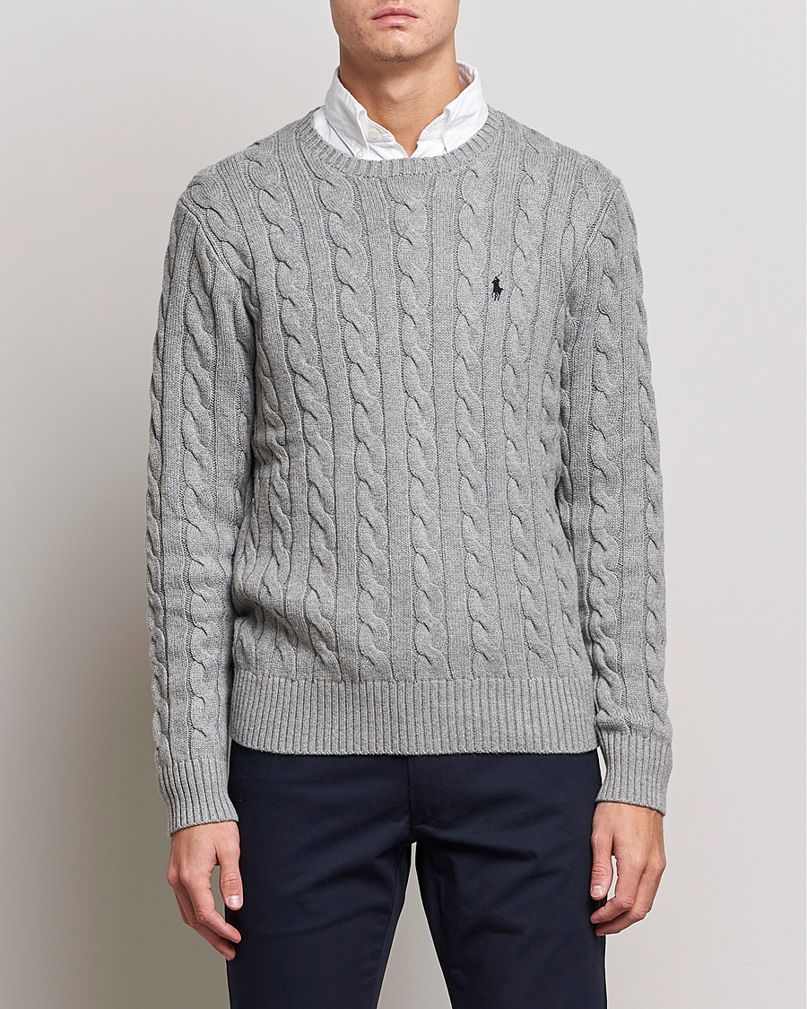 Men |  | Polo Ralph Lauren | Cotton Cable Pullover Fawn Grey Heather
