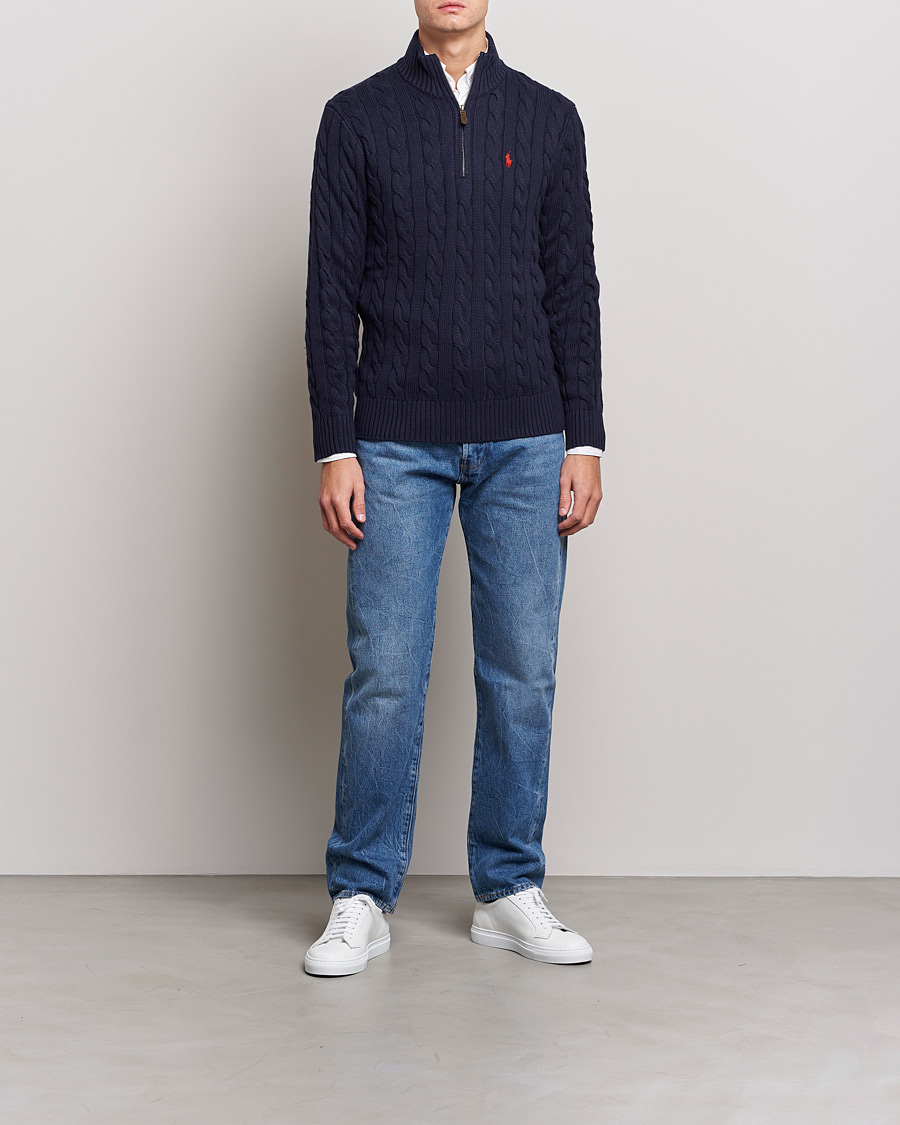 Men |  | Polo Ralph Lauren | Cotton Cable Half Zip Sweater Hunter Navy