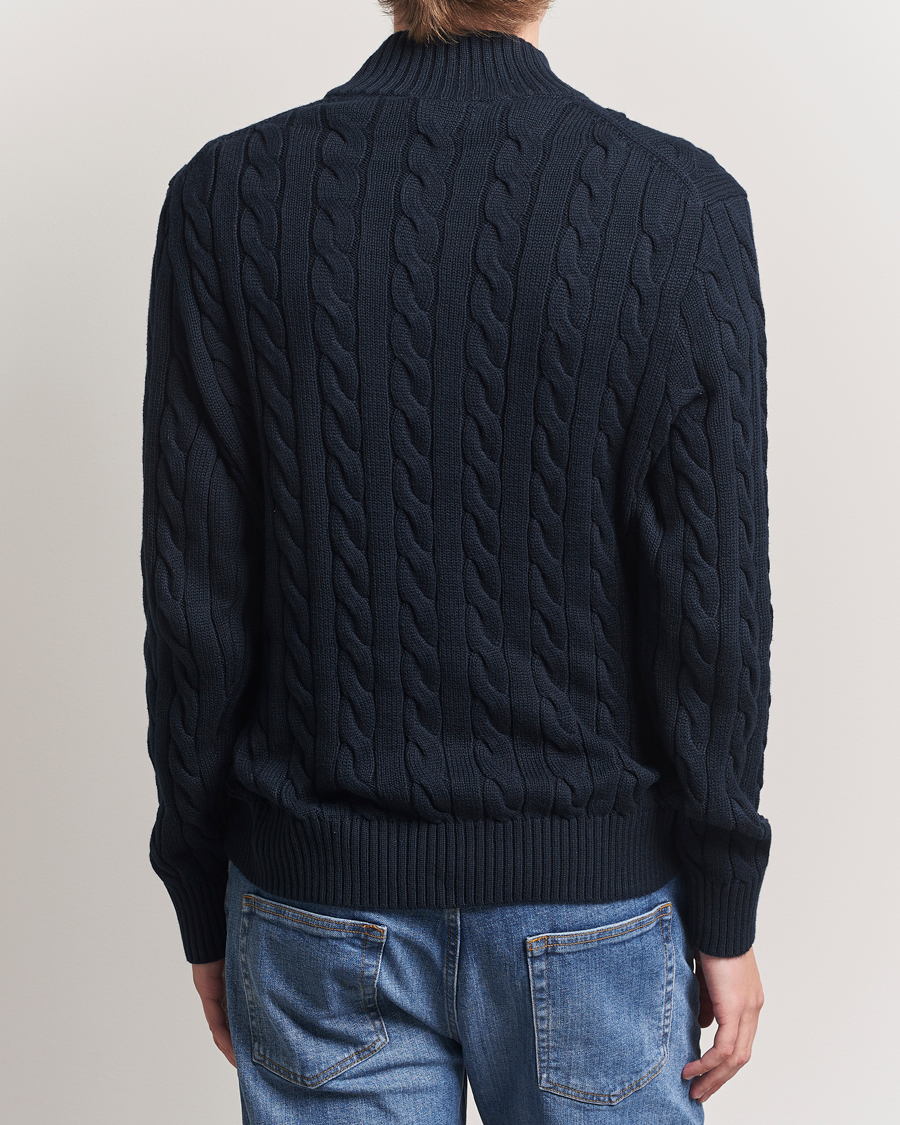Men | Sweaters & Knitwear | Polo Ralph Lauren | Cotton Cable Half Zip Hunter Navy