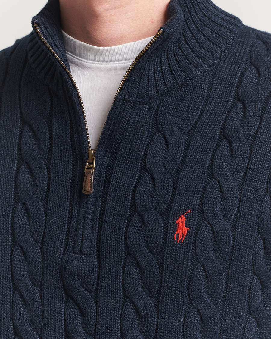 Men | Sweaters & Knitwear | Polo Ralph Lauren | Cotton Cable Half Zip Hunter Navy