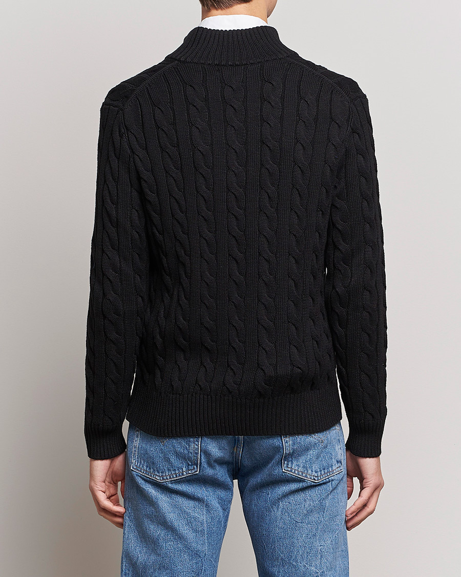 Men | Sweaters & Knitwear | Polo Ralph Lauren | Cotton Cable Half Zip Sweater Black