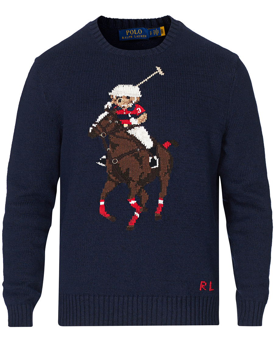Men | Sweaters & Knitwear | Polo Ralph Lauren | Polo Player Bear Knitted Sweater Navy
