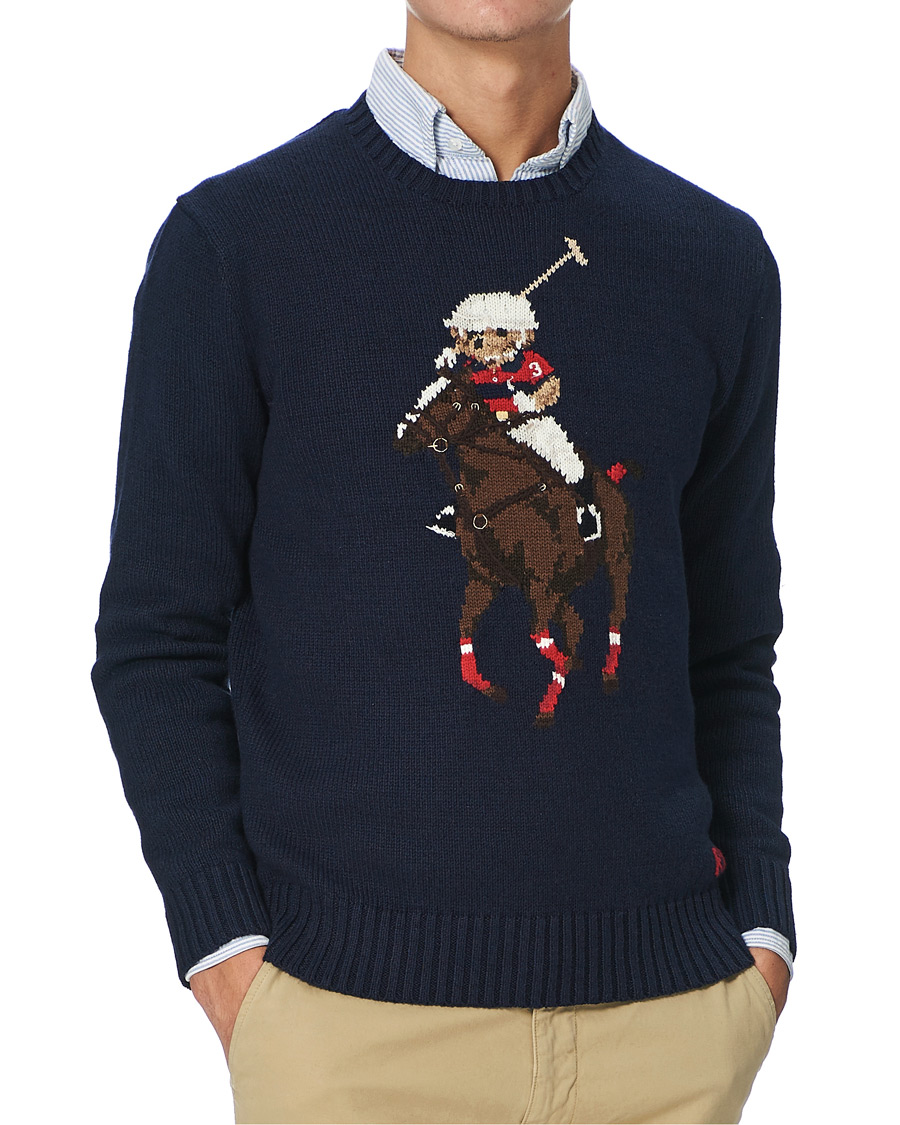 Men | Sweaters & Knitwear | Polo Ralph Lauren | Polo Player Bear Knitted Sweater Navy