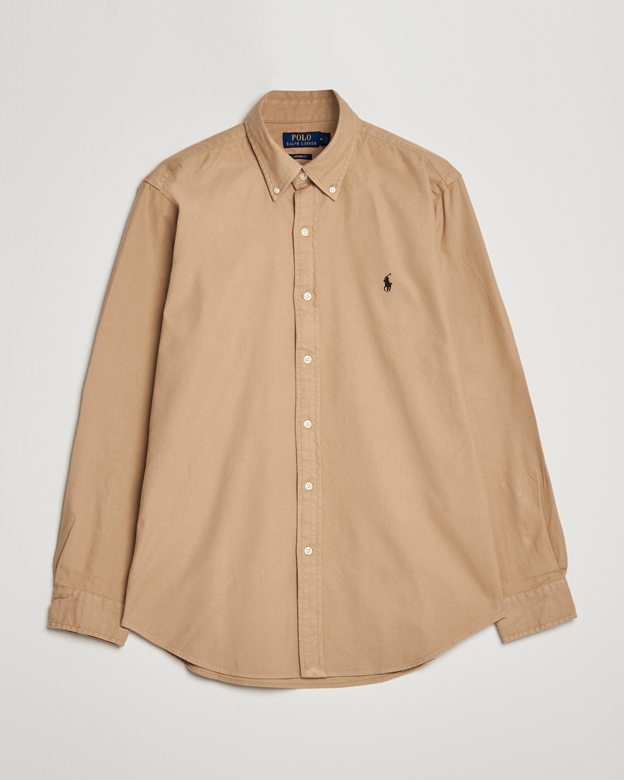 Men | Shirts | Polo Ralph Lauren | Custom Fit Brushed Flannel Shirt Vintage Khaki