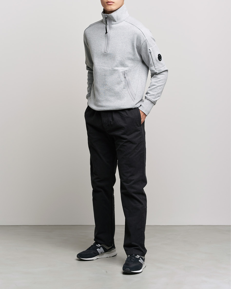 Men |  | C.P. Company | Diagonal Raised Fleece Half Zip Lens Sweatshirt Grey Mel
