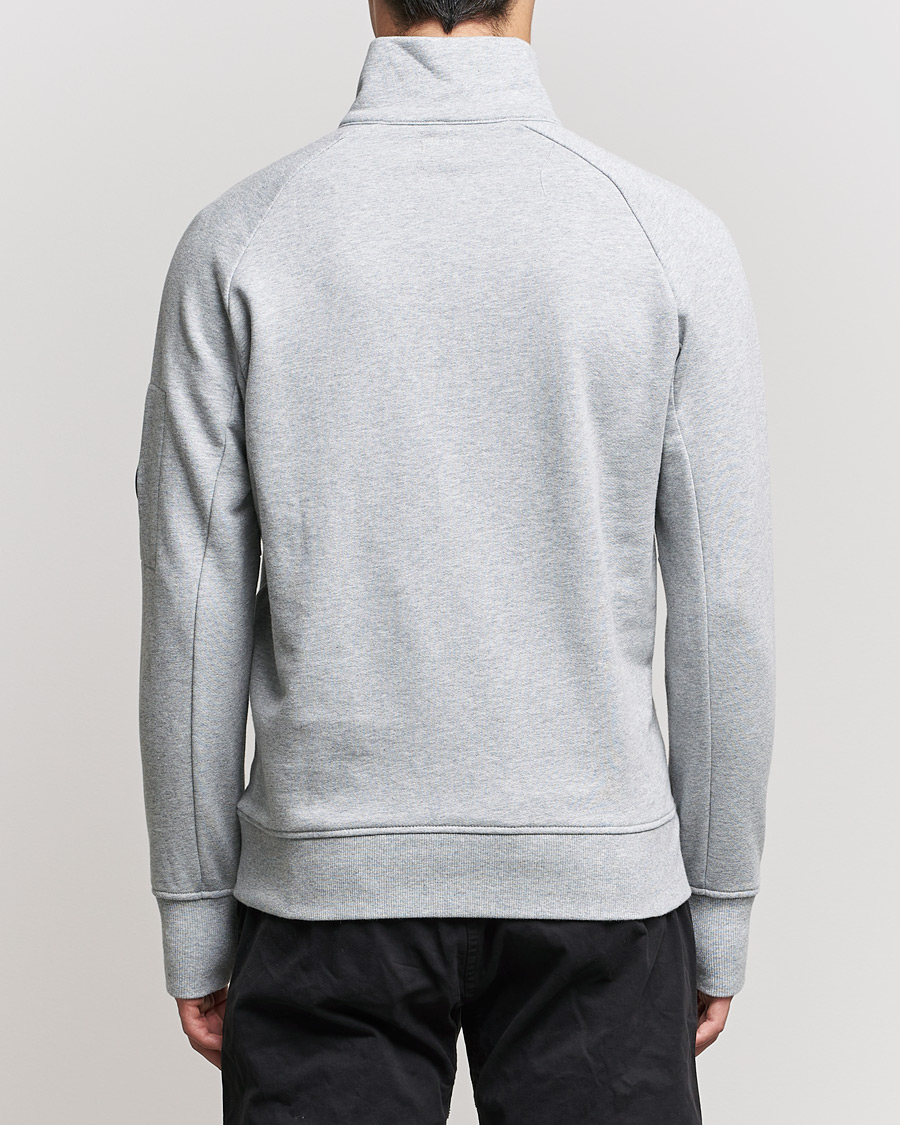 Men | Sweaters & Knitwear | C.P. Company | Diagonal Raised Fleece Half Zip Lens Sweatshirt Grey Mel