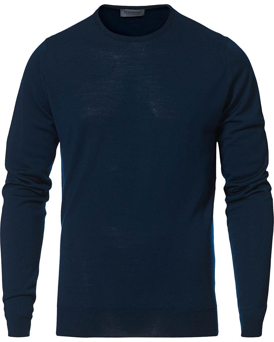 Men | Sweaters & Knitwear | John Smedley | Lundy Extra Fine Merino Crew Neck Orion Green