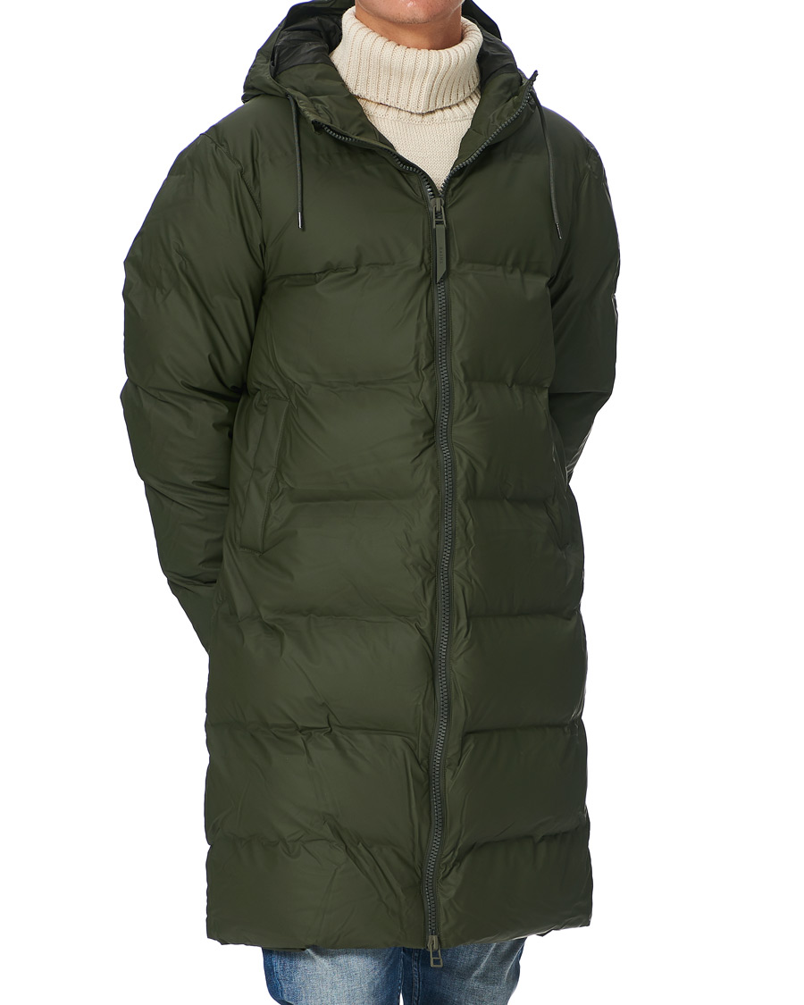 Men | Coats & Jackets | RAINS | Waterproof Long Puffer Jacket Green