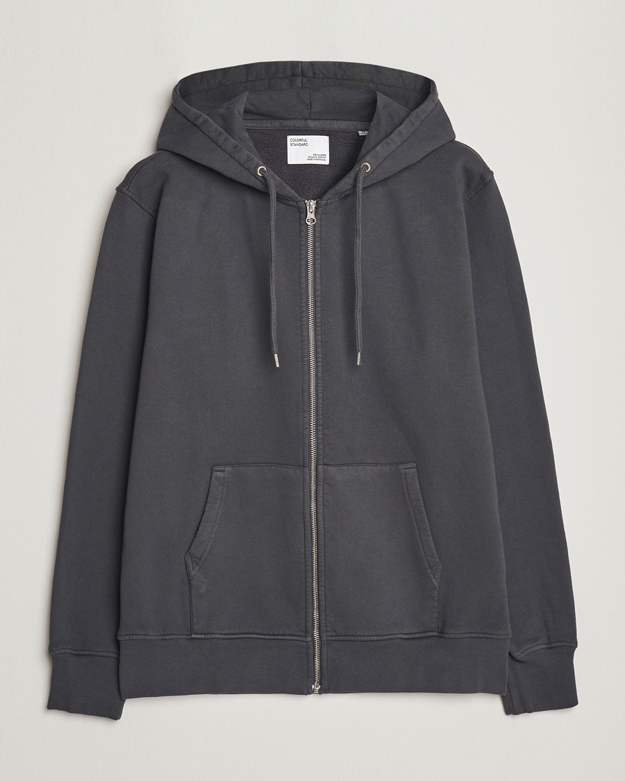 Men | Sweaters & Knitwear | Colorful Standard | Classic Organic Full Zip Hood Lava Grey