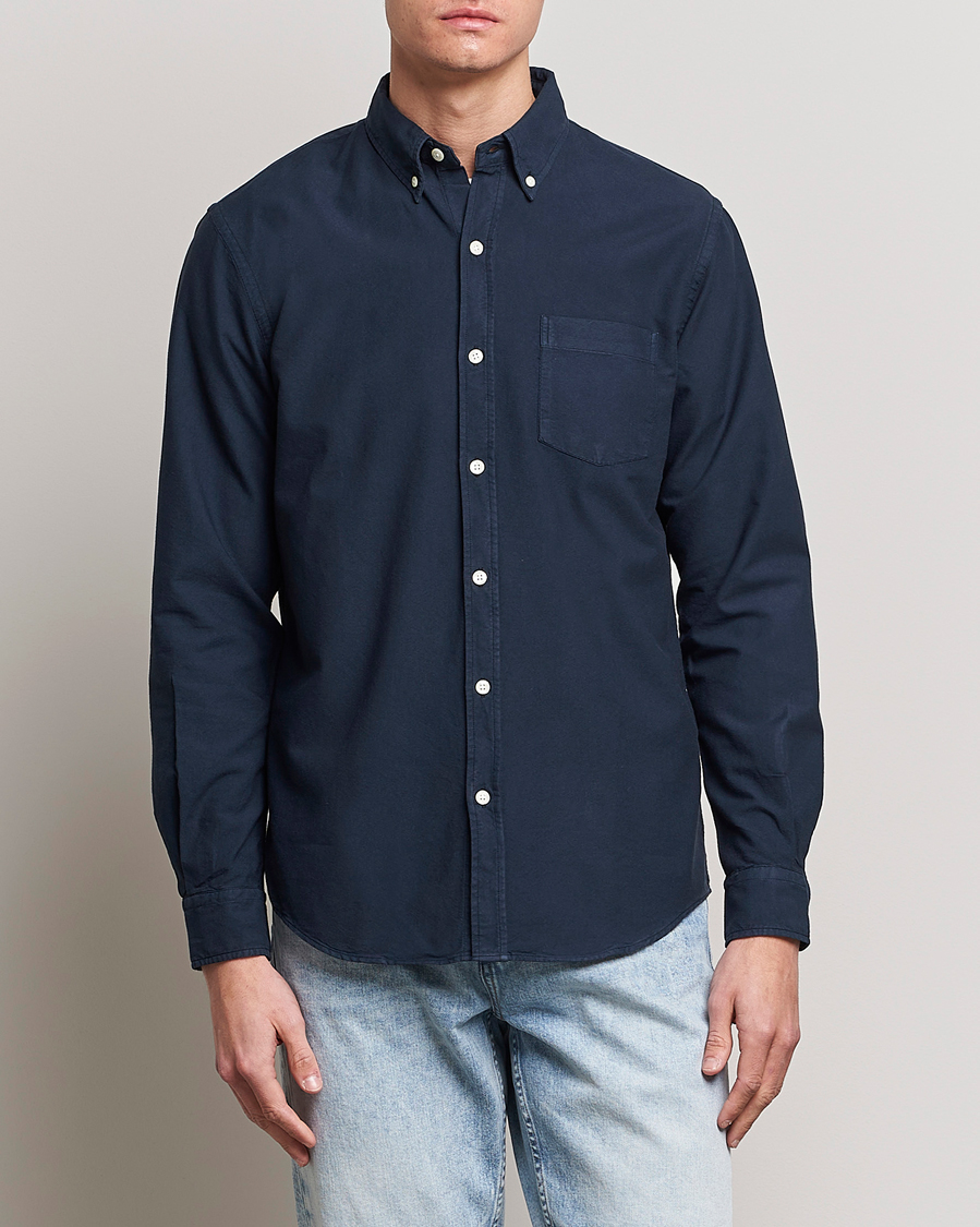 Men | Wardrobe Basics | Colorful Standard | Classic Organic Oxford Button Down Shirt Navy Blue