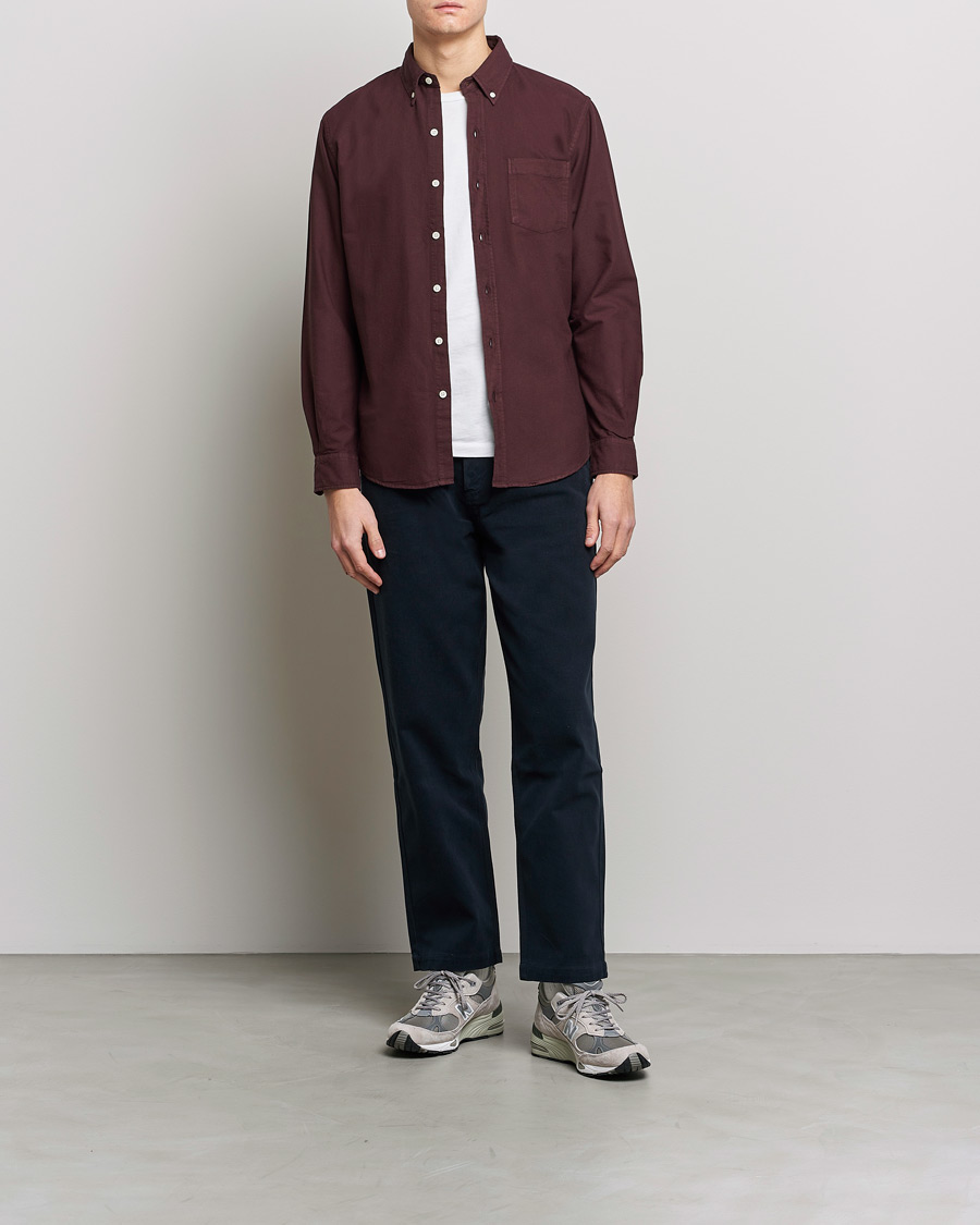 Men | Shirts | Colorful Standard | Classic Organic Oxford Button Down Shirt Oxblood Red