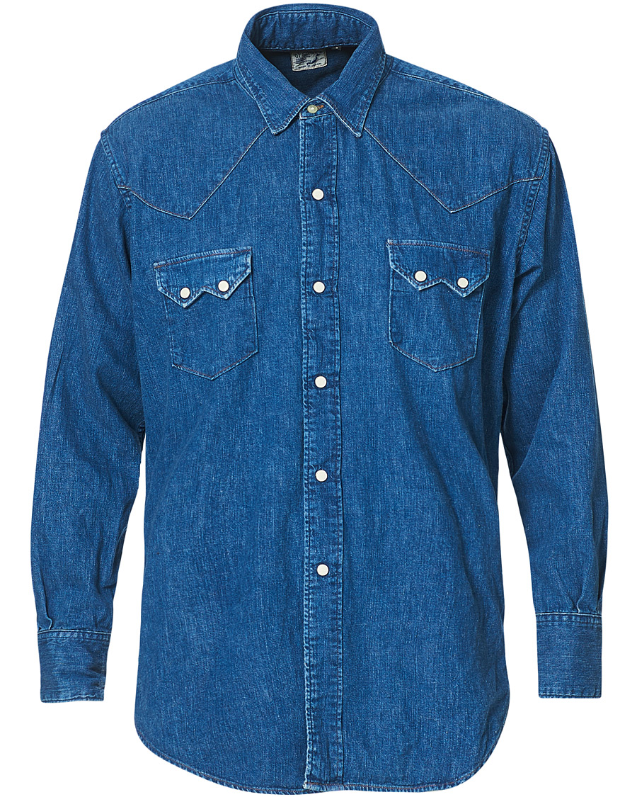 Men | Shirts | orSlow | Denim Western Shirt Washed Indigo