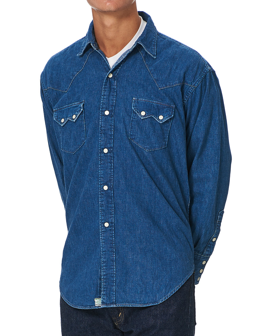 Men | Shirts | orSlow | Denim Western Shirt Washed Indigo