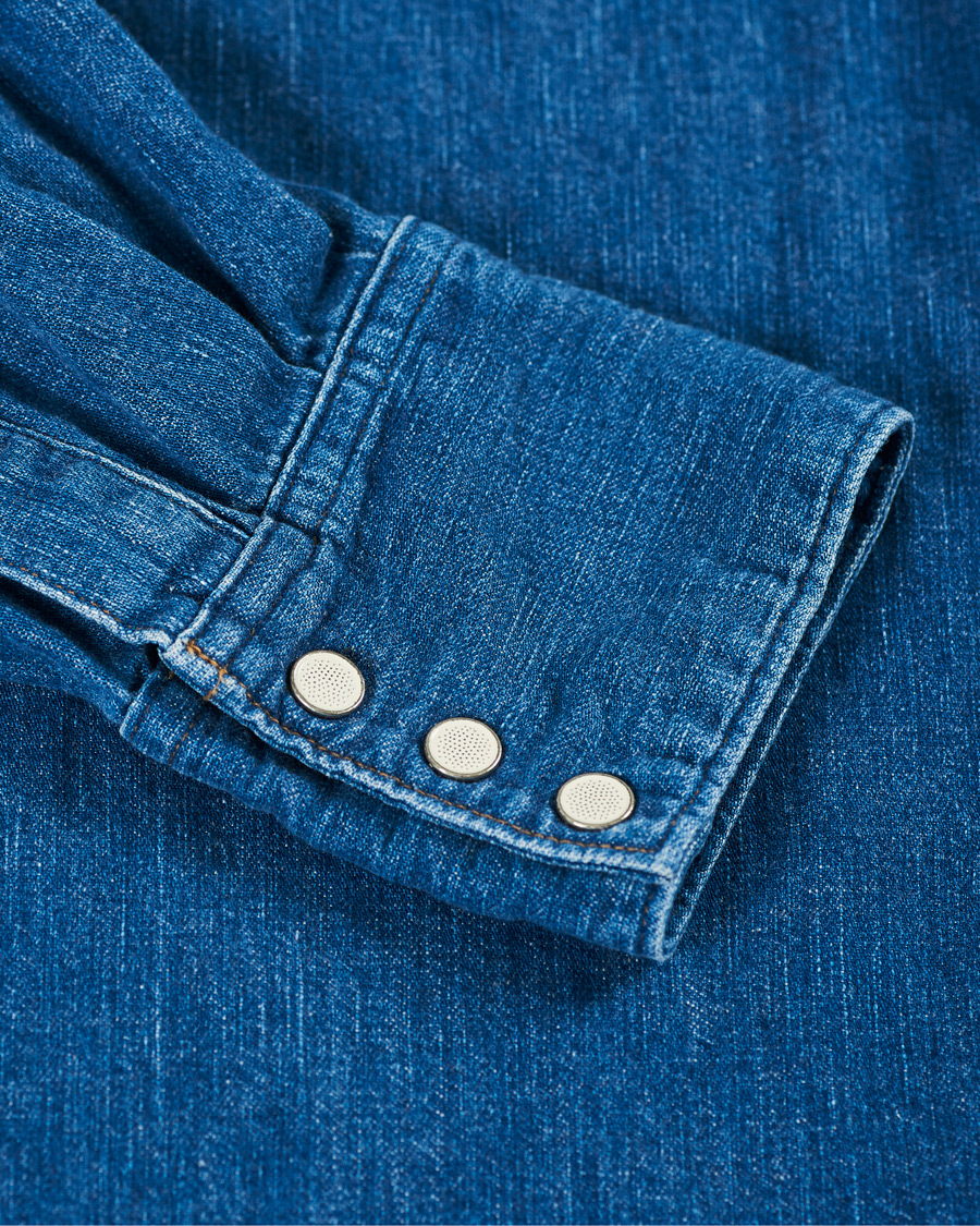 Men | Shirts | orSlow | Denim Western Shirt Washed Indigo