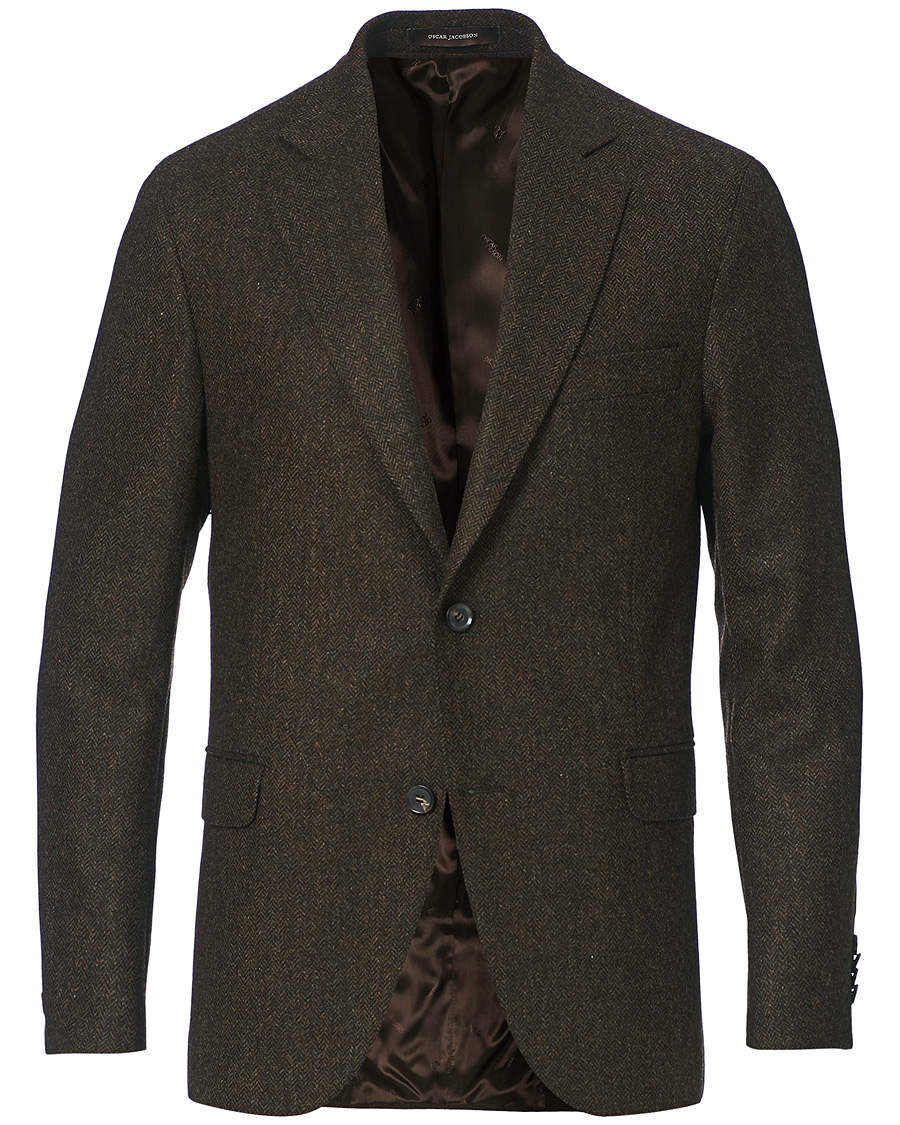 Men | Blazers | Oscar Jacobson | Fogerty Moon Herringbone Tweed Blazer Brown