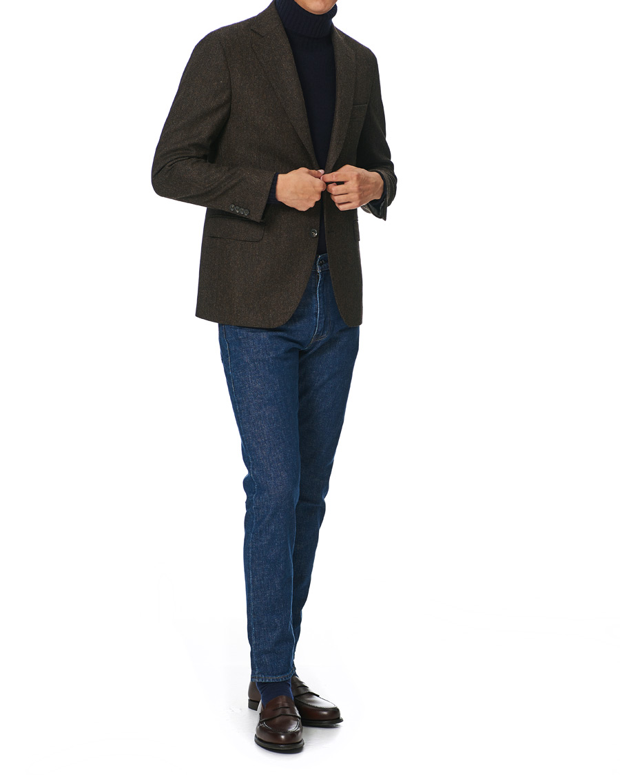 Men | Blazers | Oscar Jacobson | Fogerty Moon Herringbone Tweed Blazer Brown