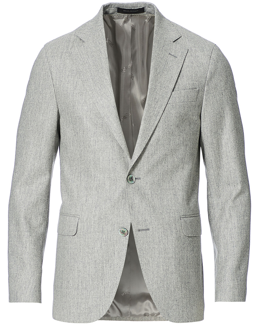 Men | Blazers | Oscar Jacobson | Ego Wool Flannel Blazer Light Grey