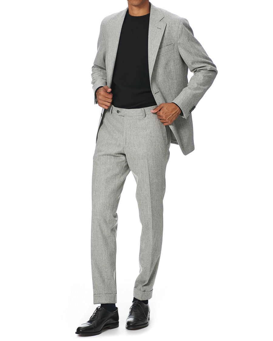 Men | Blazers | Oscar Jacobson | Ego Wool Flannel Blazer Light Grey