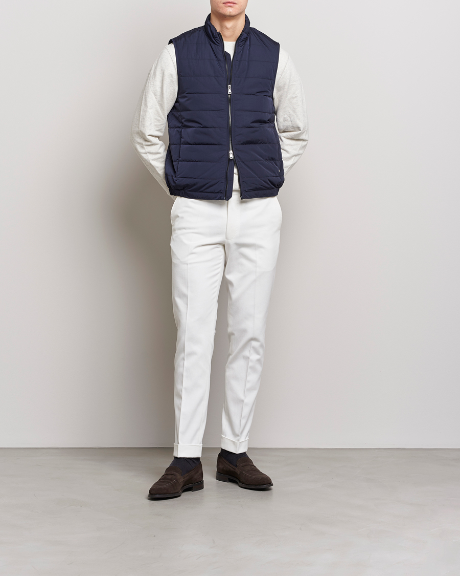 Men | Trousers | Oscar Jacobson | Denz Brushed Cotton Turn Up Trousers Off White