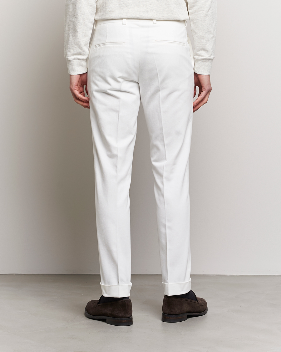 Oscar Jacobson Denz Brushed Cotton Turn Up Trousers Beige at CareOfCarlcom