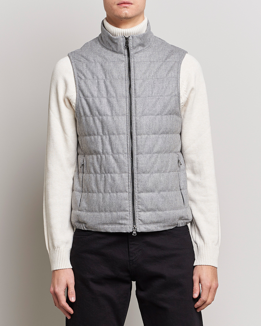 Oscar Jacobson Liner EVO Flannel Waistcoat Light Grey at