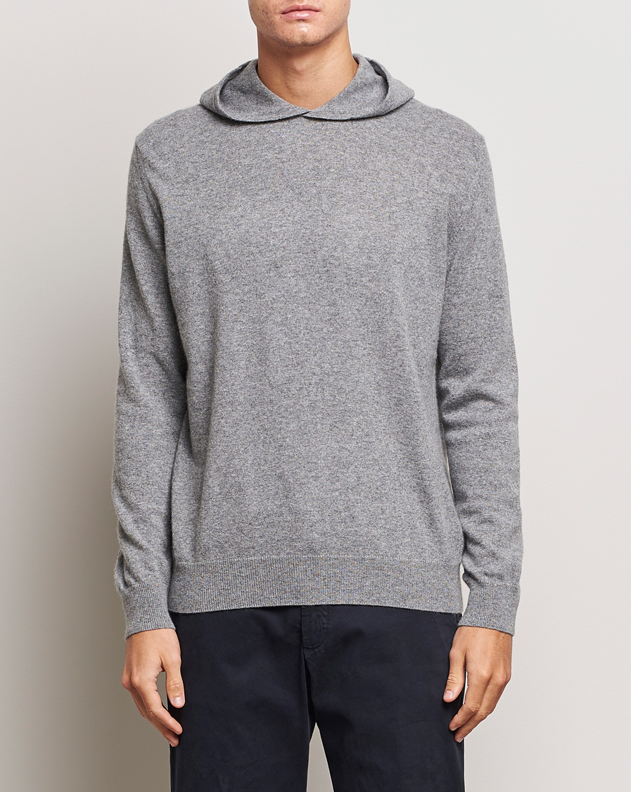 Men | Sweaters & Knitwear | Oscar Jacobson | Pascal Wool/Cashmere Hoodie Light Grey