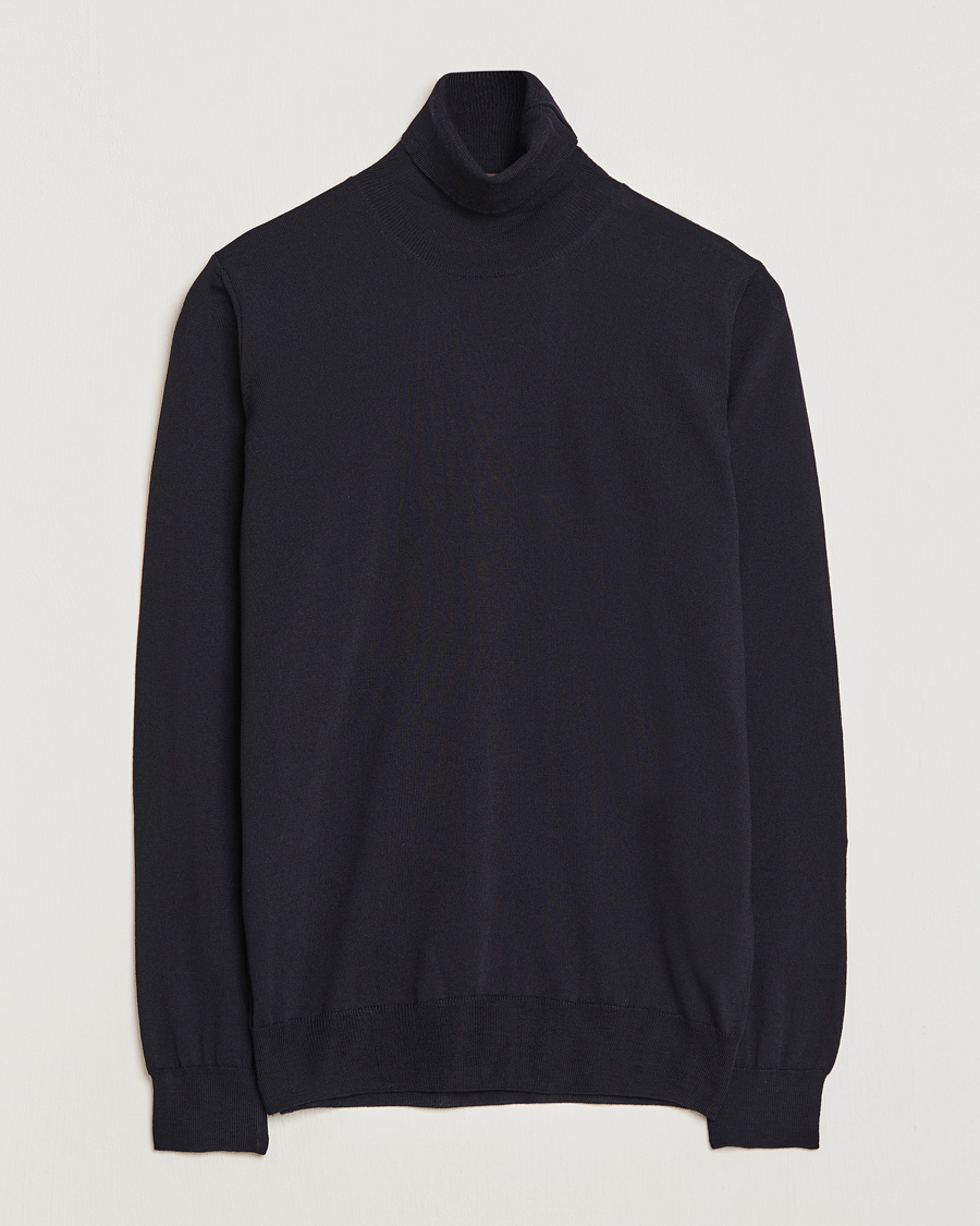 Men | Sweaters & Knitwear | Oscar Jacobson | Cole Extra Fine Merino Rollneck Navy