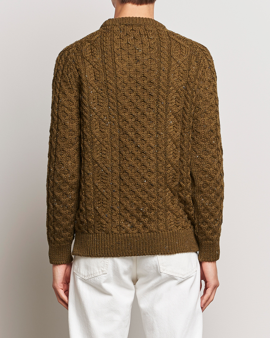 Men | Sweaters & Knitwear | Peregrine | Hudson Wool Aran Knitted Jumper Khaki
